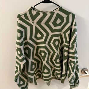 Maeve Green and Cream Knit Sweater